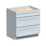 Dove Grey RTA 33"W x 34.5"H x 24“D Base Cabinet with 3 Drawers