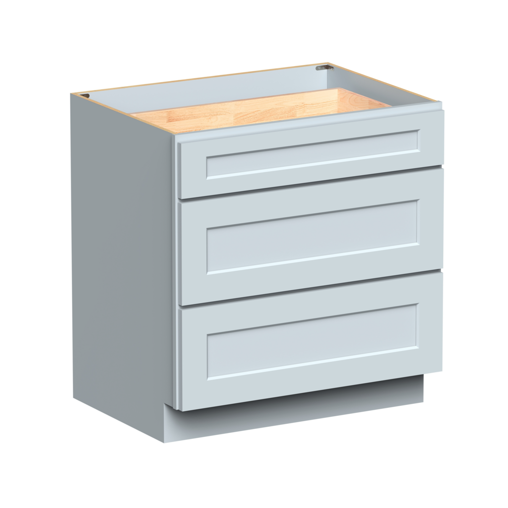 Dove Grey RTA 33"W x 34.5"H x 24“D Base Cabinet with 3 Drawers