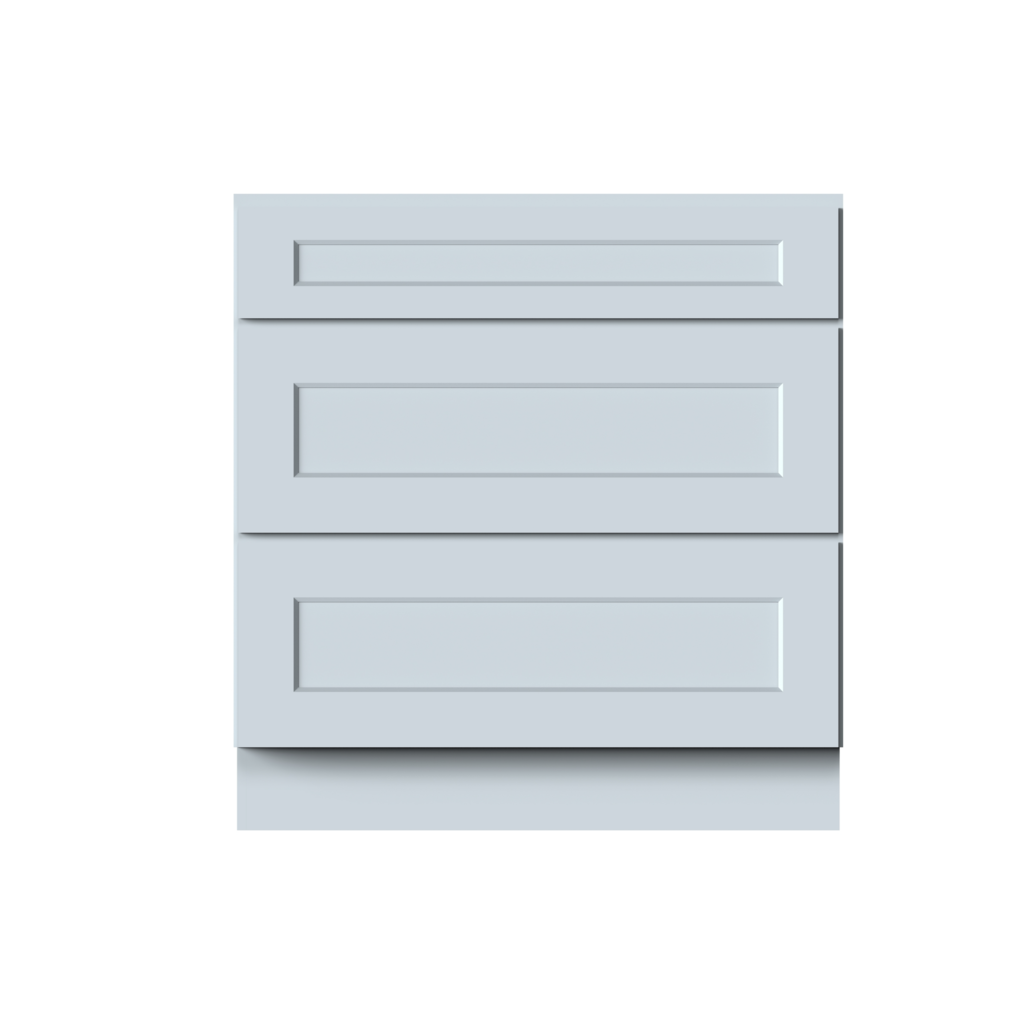 Dove Grey RTA 33"W x 34.5"H x 24“D Base Cabinet with 3 Drawers