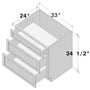 Dove Grey RTA 33"W x 34.5"H x 24“D Base Cabinet with 3 Drawers