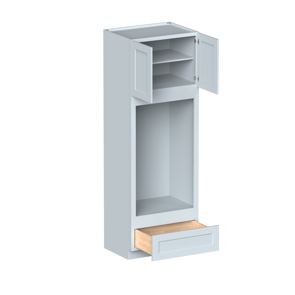 Dove Grey RTA 33"W x 96"H x 27"D Double Oven Cabinet with 2 doors, 1 drawers and 3 shelves