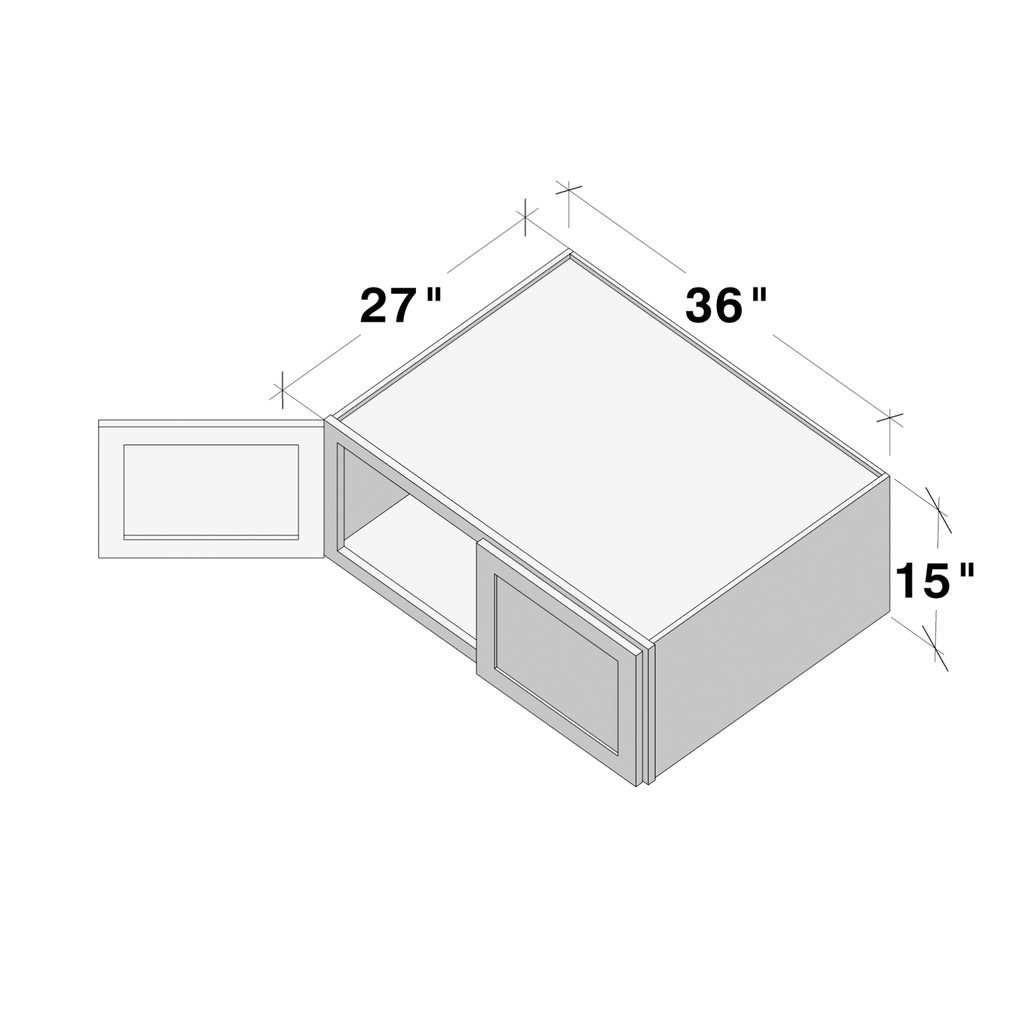  Dove Grey RTA 36"W x 15"H x 27"D Deep Wall Cabinet with 2 Doors