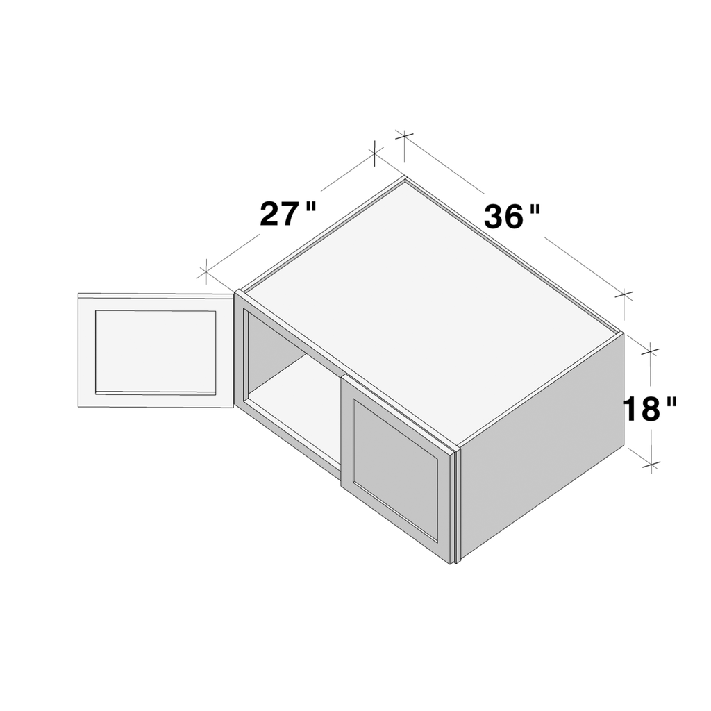 Dove Grey RTA 36"W x 18"H x 27"D Deep Wall Cabinet with 2 Doors