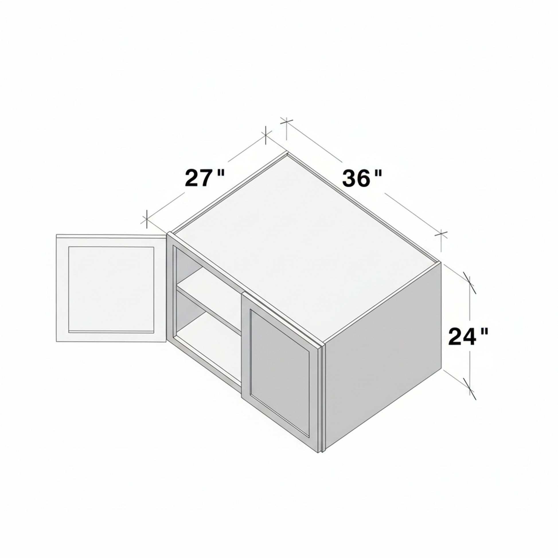 Dove Grey RTA 36"W x 24"H x 27"D Deep Wall Cabinet with 2 Doors