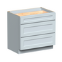 Dove Grey RTA 36"W x 34.5"H x 24"D Base Cabinet with 3 Drawers