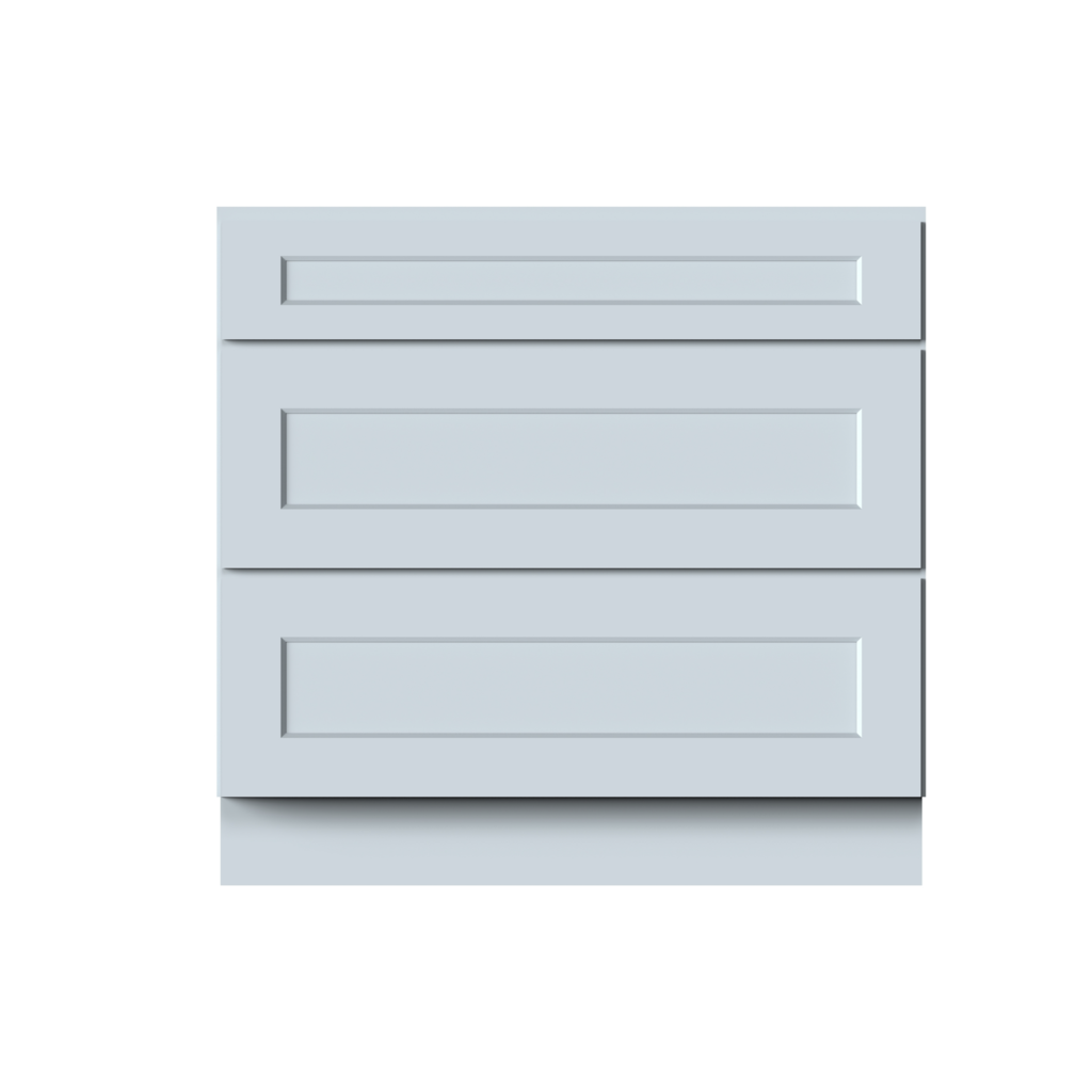 Dove Grey RTA 36"W x 34.5"H x 24"D Base Cabinet with 3 Drawers