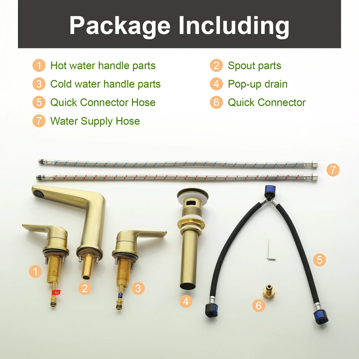 8 in. Widespread 2-Handle Bathroom Faucet with Drain in Brushed Gold/Brushed Nickel/Matte Black