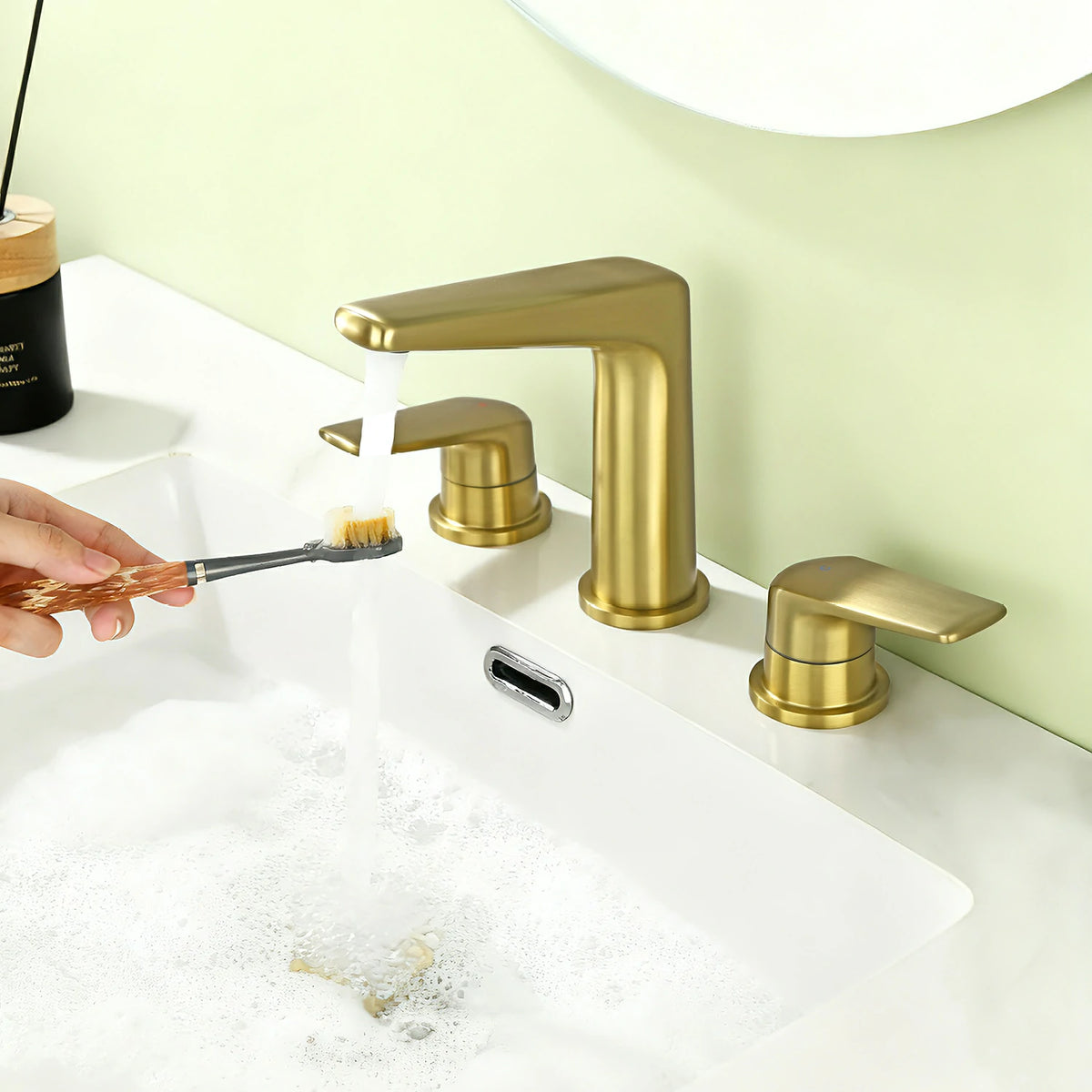 8 in. Widespread 2-Handle Bathroom Faucet with Drain in Brushed Gold/Brushed Nickel/Matte Black