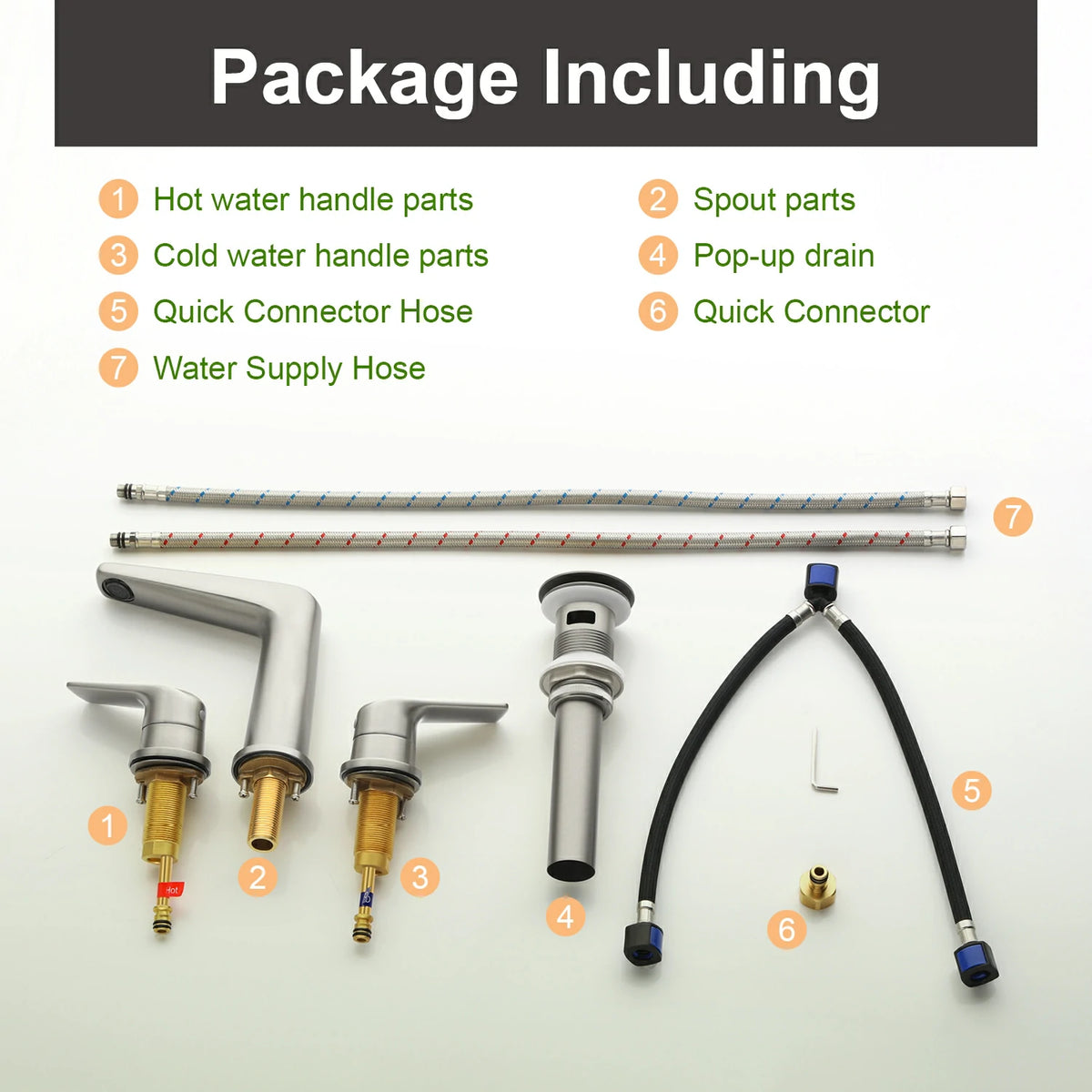 8 in. Widespread 2-Handle Bathroom Faucet with Drain in Brushed Gold/Brushed Nickel/Matte Black