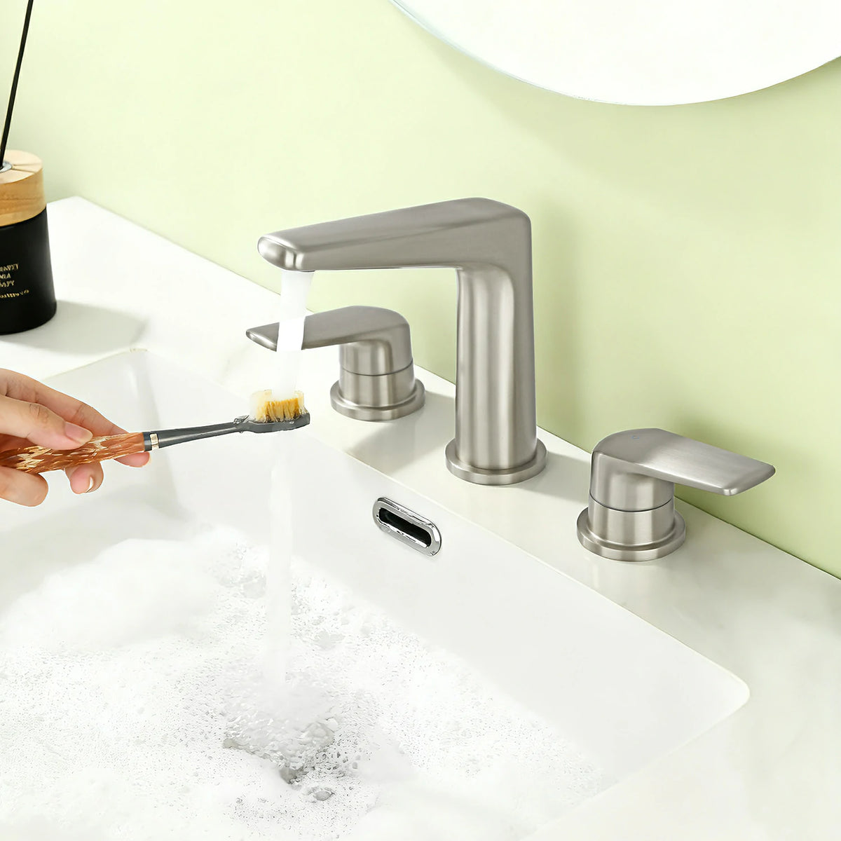 8 in. Widespread 2-Handle Bathroom Faucet with Drain in Brushed Gold/Brushed Nickel/Matte Black