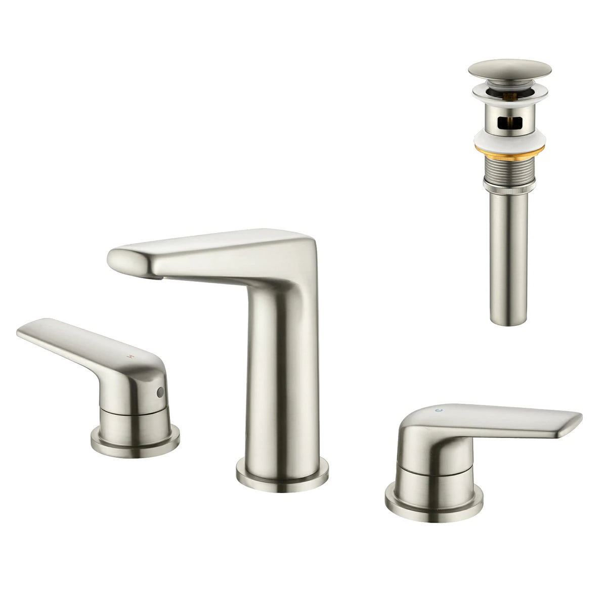 8 in. Widespread 2-Handle Bathroom Faucet with Drain in Brushed Gold/Brushed Nickel/Matte Black