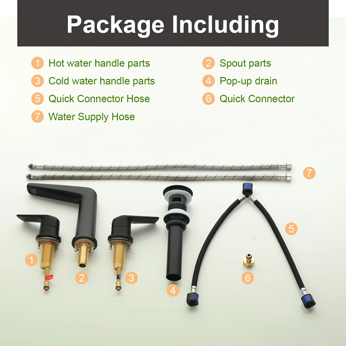 8 in. Widespread 2-Handle Bathroom Faucet with Drain in Brushed Gold/Brushed Nickel/Matte Black