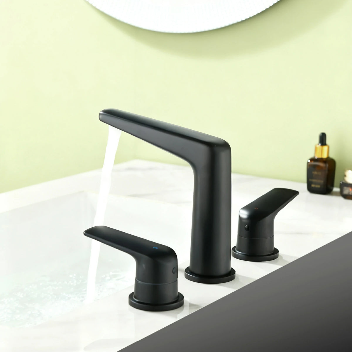 8 in. Widespread 2-Handle Bathroom Faucet with Drain in Brushed Gold/Brushed Nickel/Matte Black