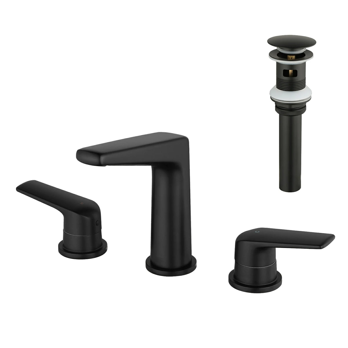 8 in. Widespread 2-Handle Bathroom Faucet with Drain in Brushed Gold/Brushed Nickel/Matte Black