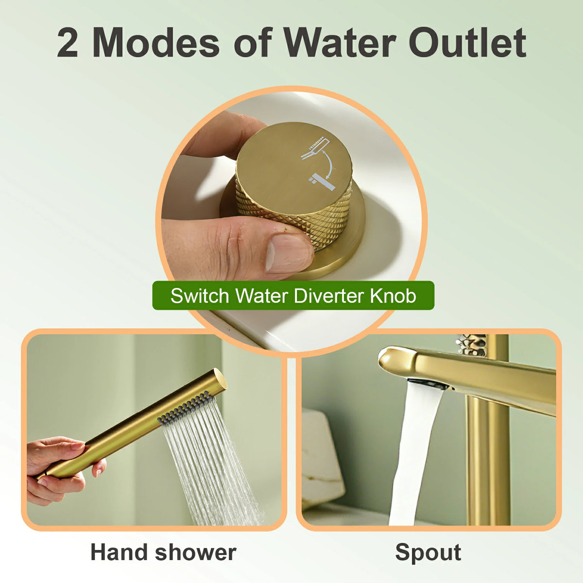 4-Hole Aerated Deck-Mounted Bathtub Faucet with Hand Shower in Brushed Gold/Matte Black