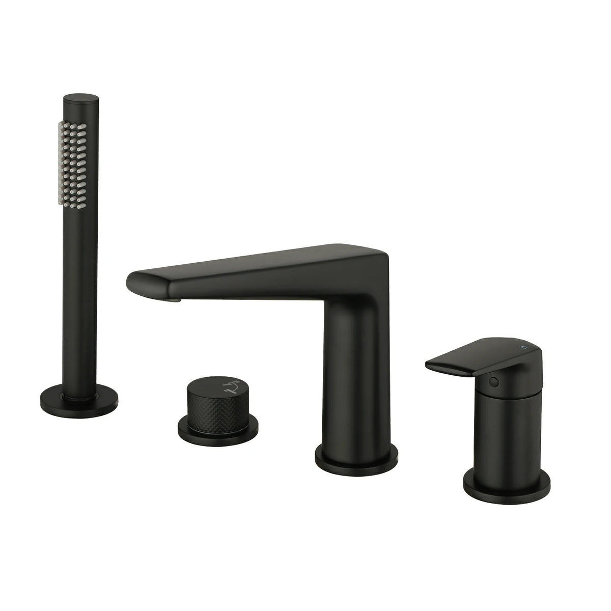 4-Hole Aerated Deck-Mounted Bathtub Faucet with Hand Shower in Brushed Gold/Matte Black