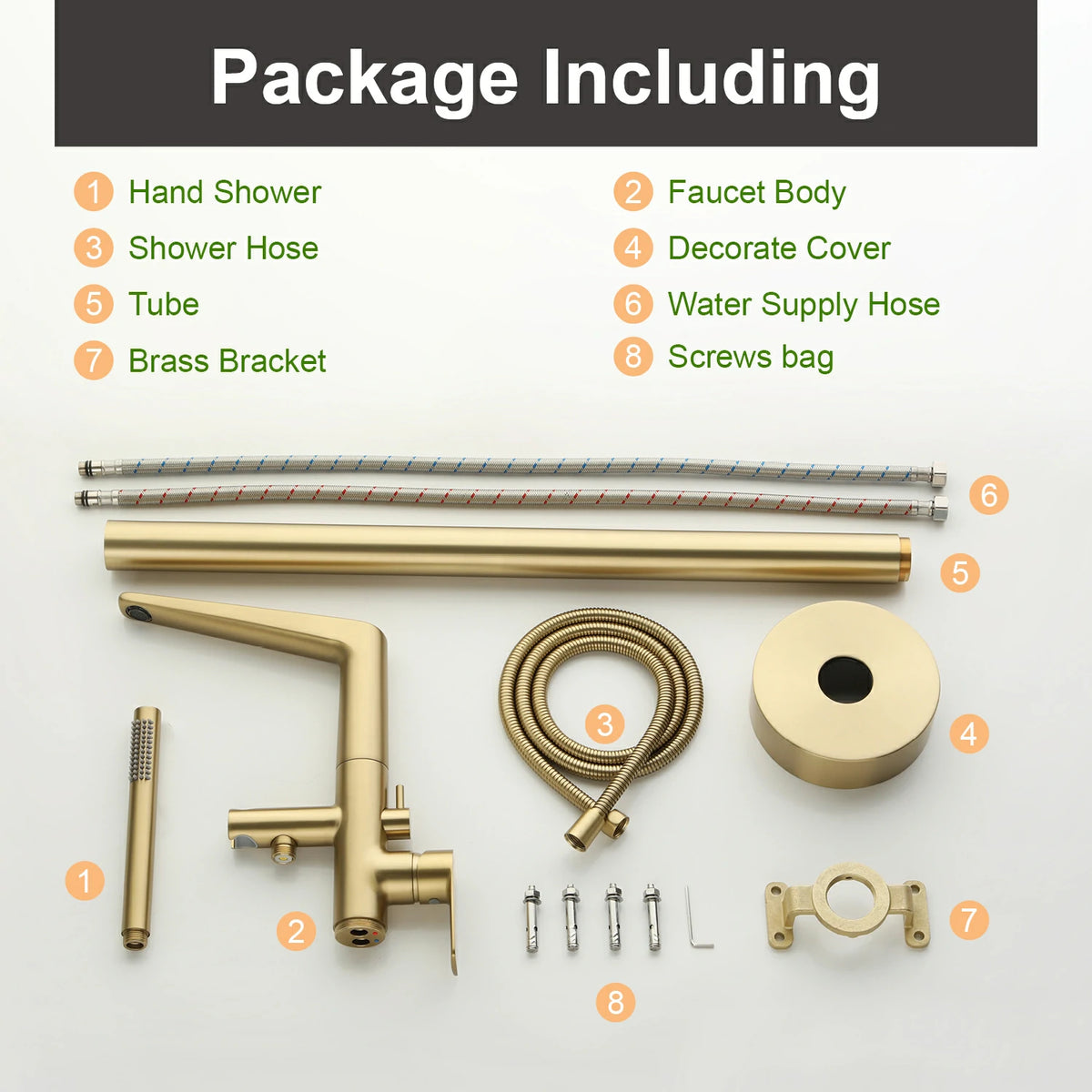 One-Piece Brass Waterfall Freestanding Bathtub Faucet with Hand Shower in Brushed Gold