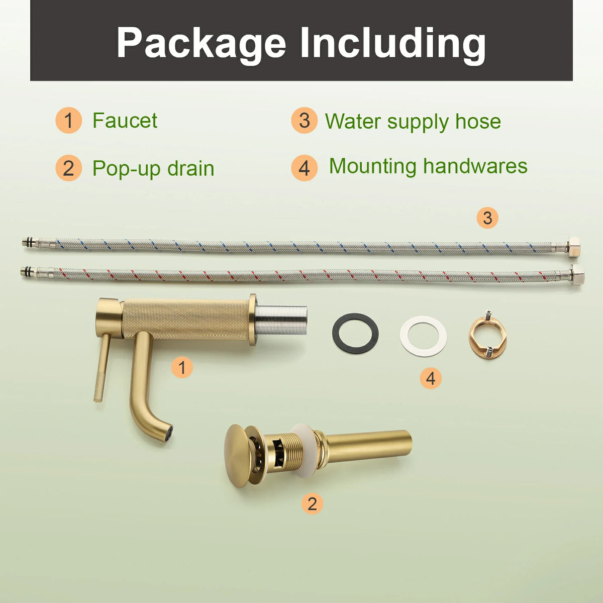 6.5 in. Single-Handle Single-Hole Bathroom Faucet with Drain in Brushed Gold/Brushed Nickel/Matte Black