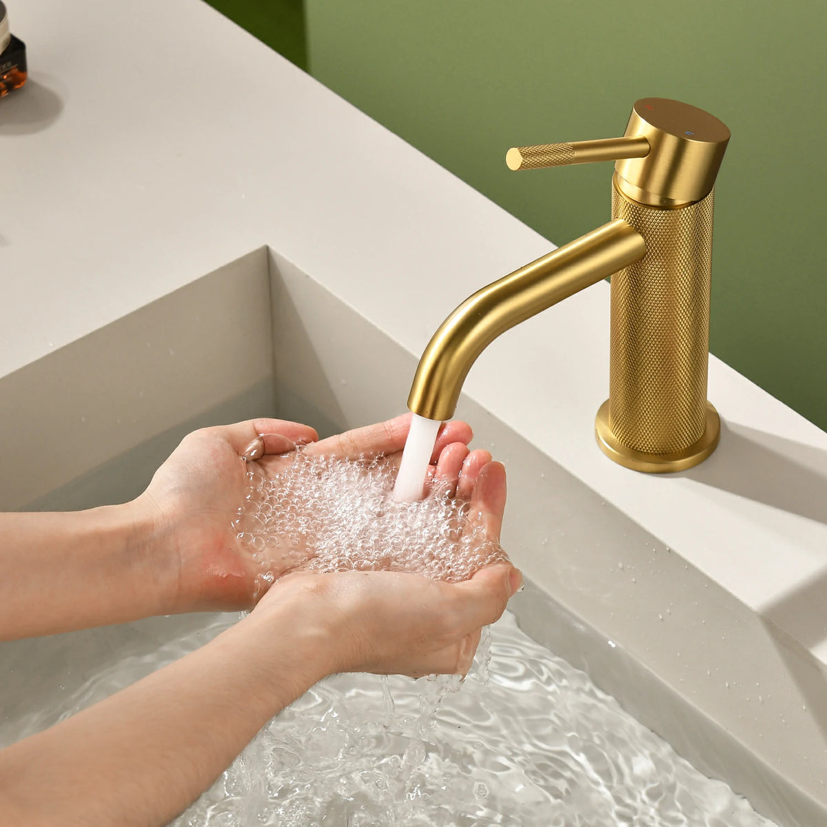 6.5 in. Single-Handle Single-Hole Bathroom Faucet with Drain in Brushed Gold/Brushed Nickel/Matte Black