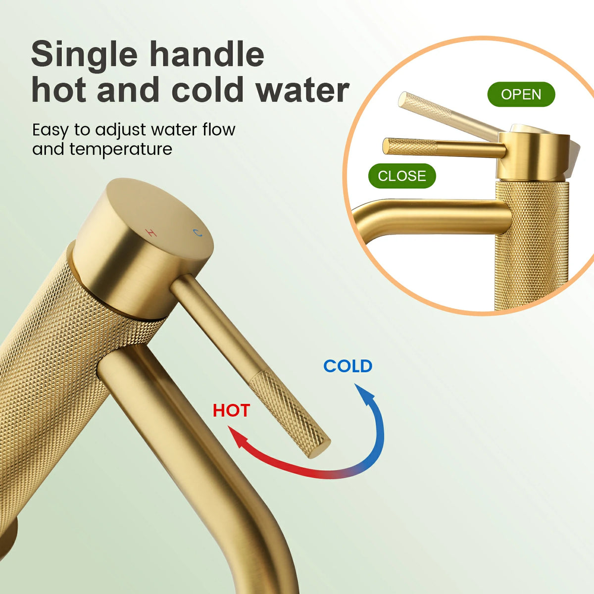 6.5 in. Single-Handle Single-Hole Bathroom Faucet with Drain in Brushed Gold/Brushed Nickel/Matte Black