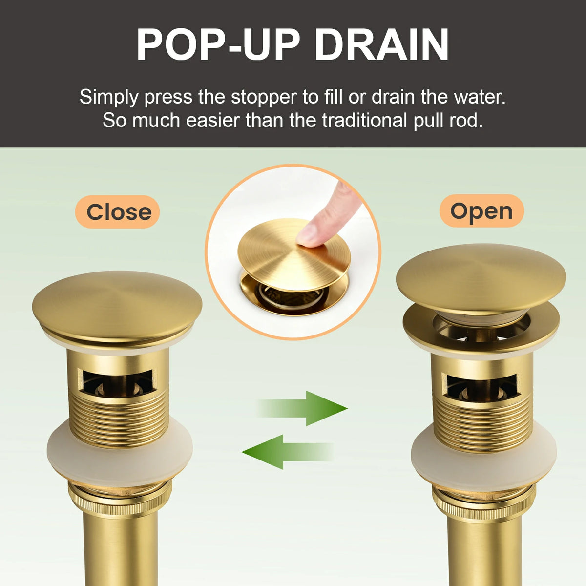 6.5 in. Single-Handle Single-Hole Bathroom Faucet with Drain in Brushed Gold/Brushed Nickel/Matte Black