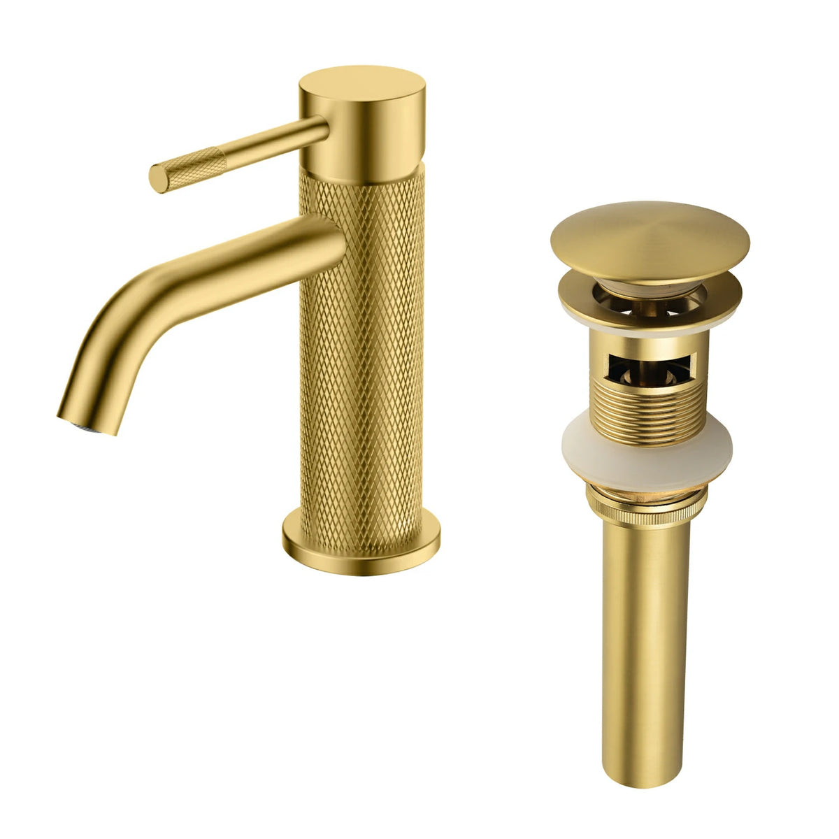 6.5 in. Single-Handle Single-Hole Bathroom Faucet with Drain in Brushed Gold/Brushed Nickel/Matte Black