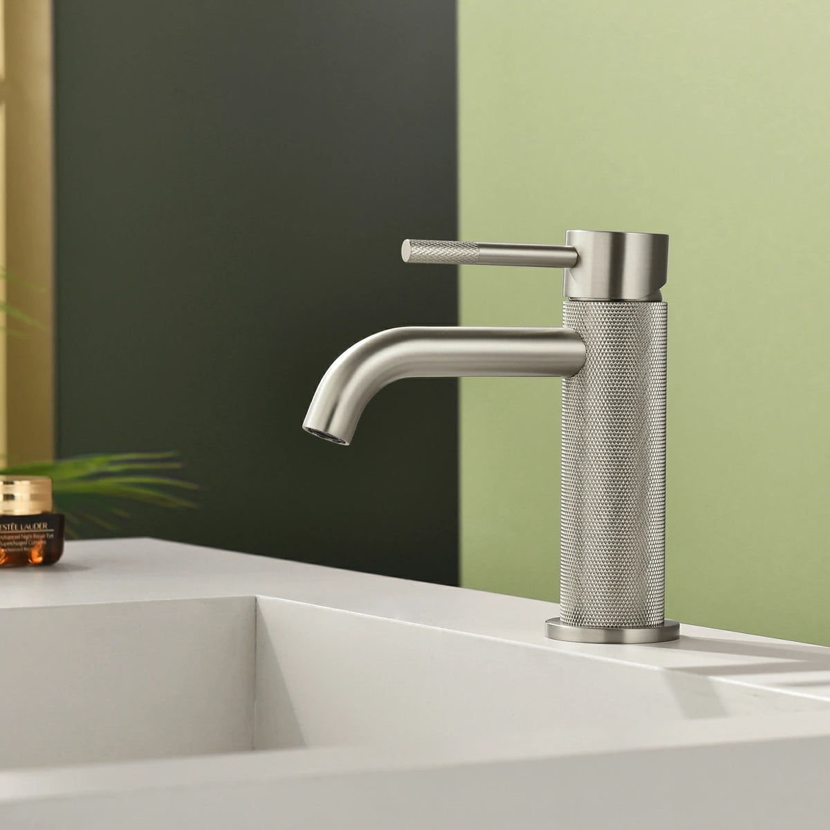 6.5 in. Single-Handle Single-Hole Bathroom Faucet with Drain in Brushed Gold/Brushed Nickel/Matte Black