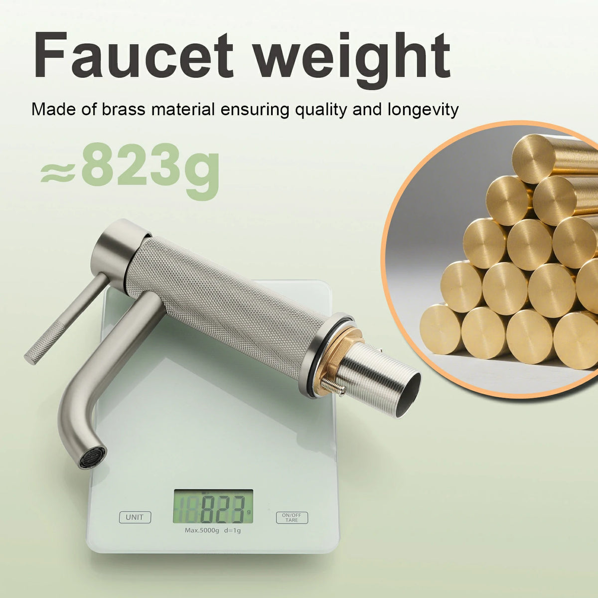 6.5 in. Single-Handle Single-Hole Bathroom Faucet with Drain in Brushed Gold/Brushed Nickel/Matte Black