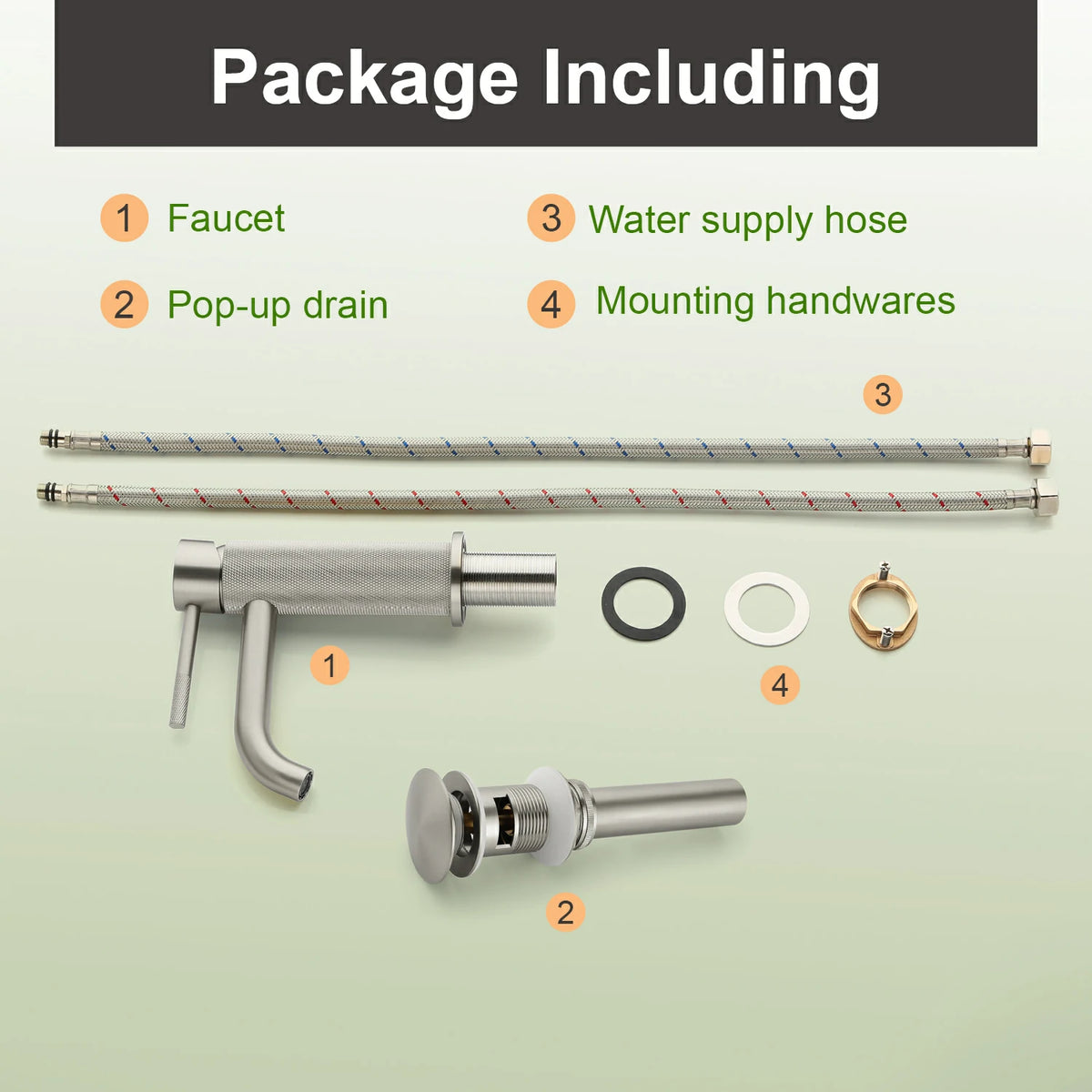 6.5 in. Single-Handle Single-Hole Bathroom Faucet with Drain in Brushed Gold/Brushed Nickel/Matte Black