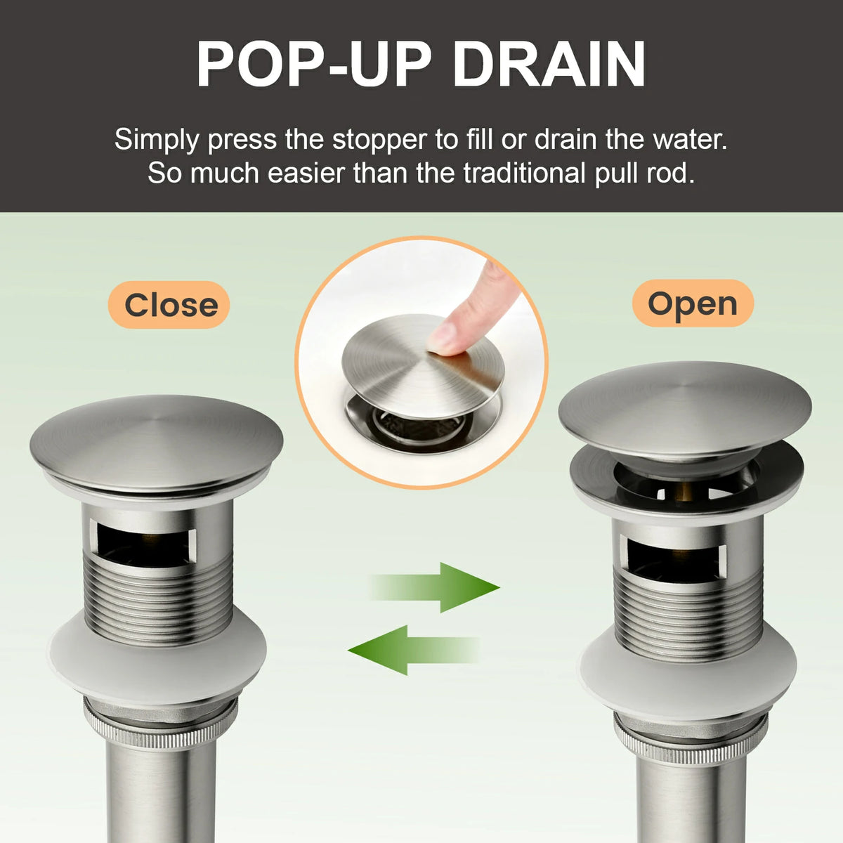 6.5 in. Single-Handle Single-Hole Bathroom Faucet with Drain in Brushed Gold/Brushed Nickel/Matte Black