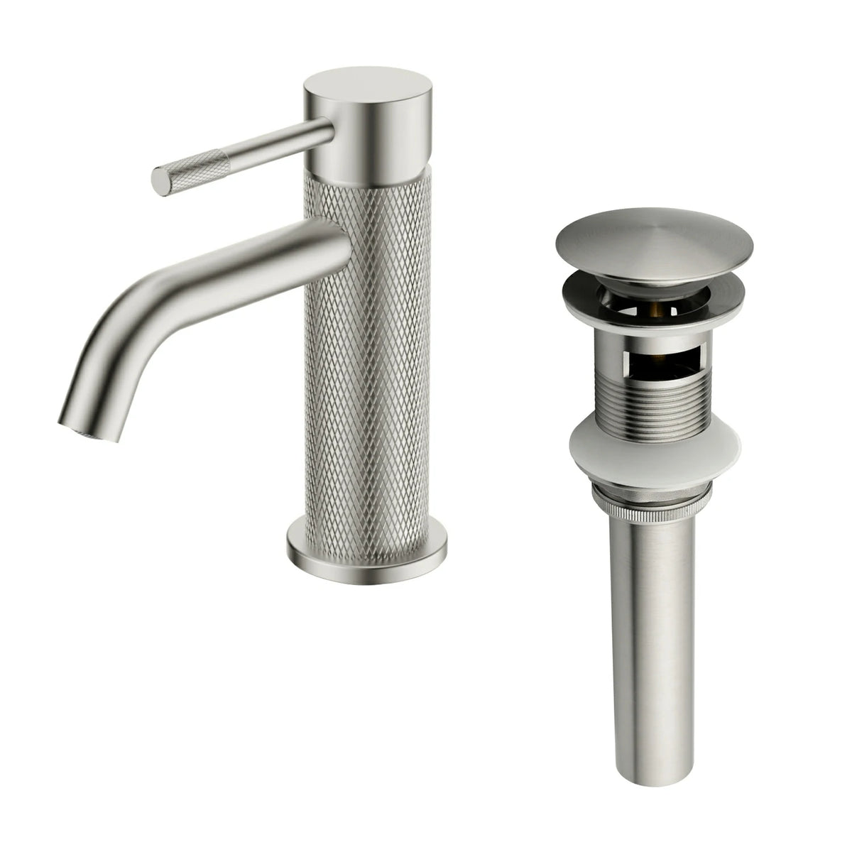 6.5 in. Single-Handle Single-Hole Bathroom Faucet with Drain in Brushed Gold/Brushed Nickel/Matte Black