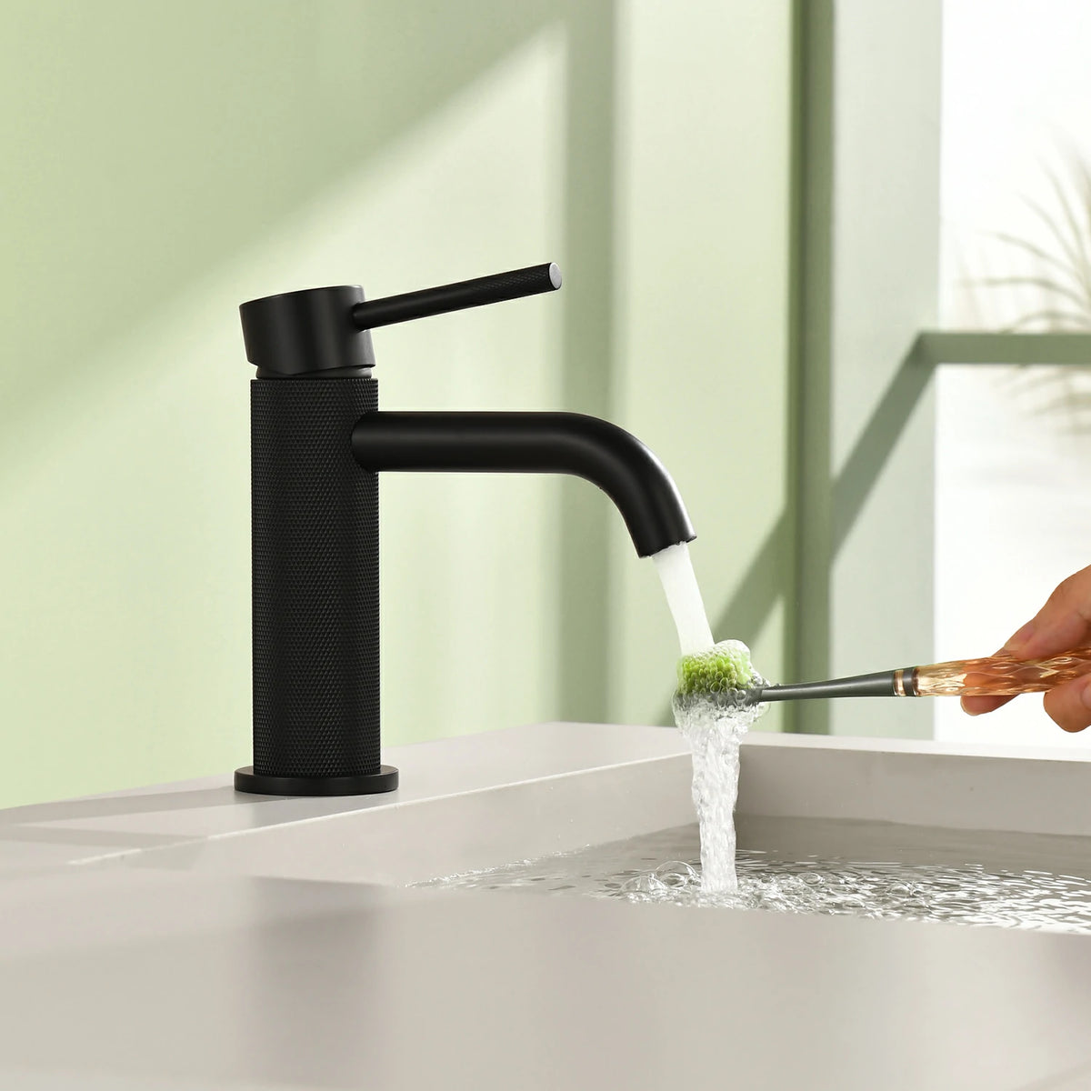 6.5 in. Single-Handle Single-Hole Bathroom Faucet with Drain in Brushed Gold/Brushed Nickel/Matte Black