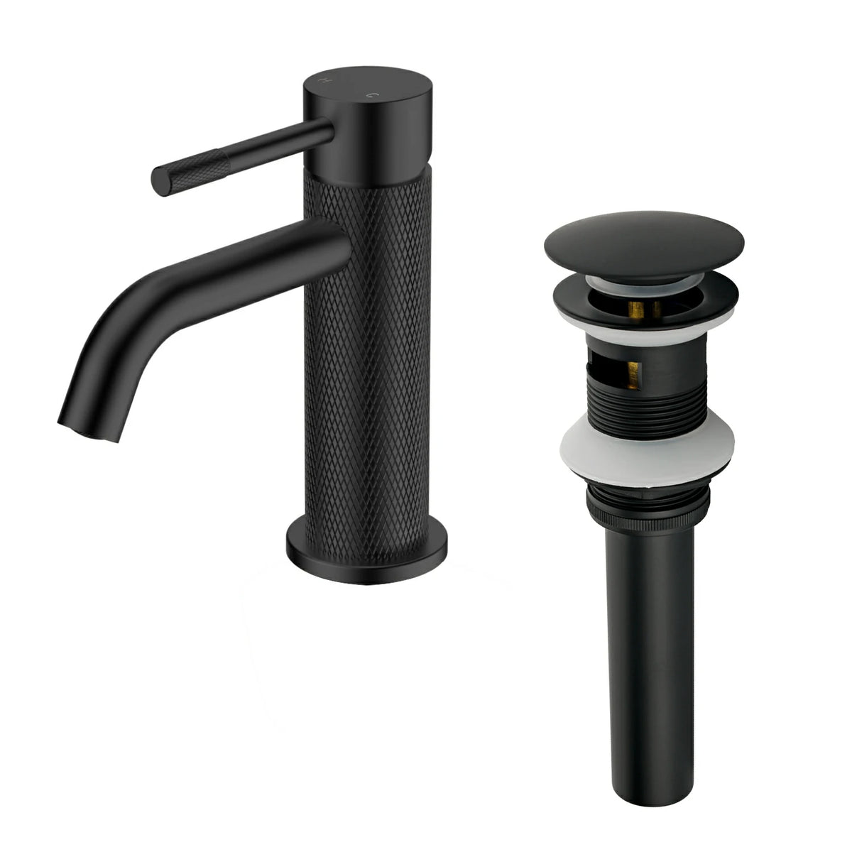 6.5 in. Single-Handle Single-Hole Bathroom Faucet with Drain in Brushed Gold/Brushed Nickel/Matte Black