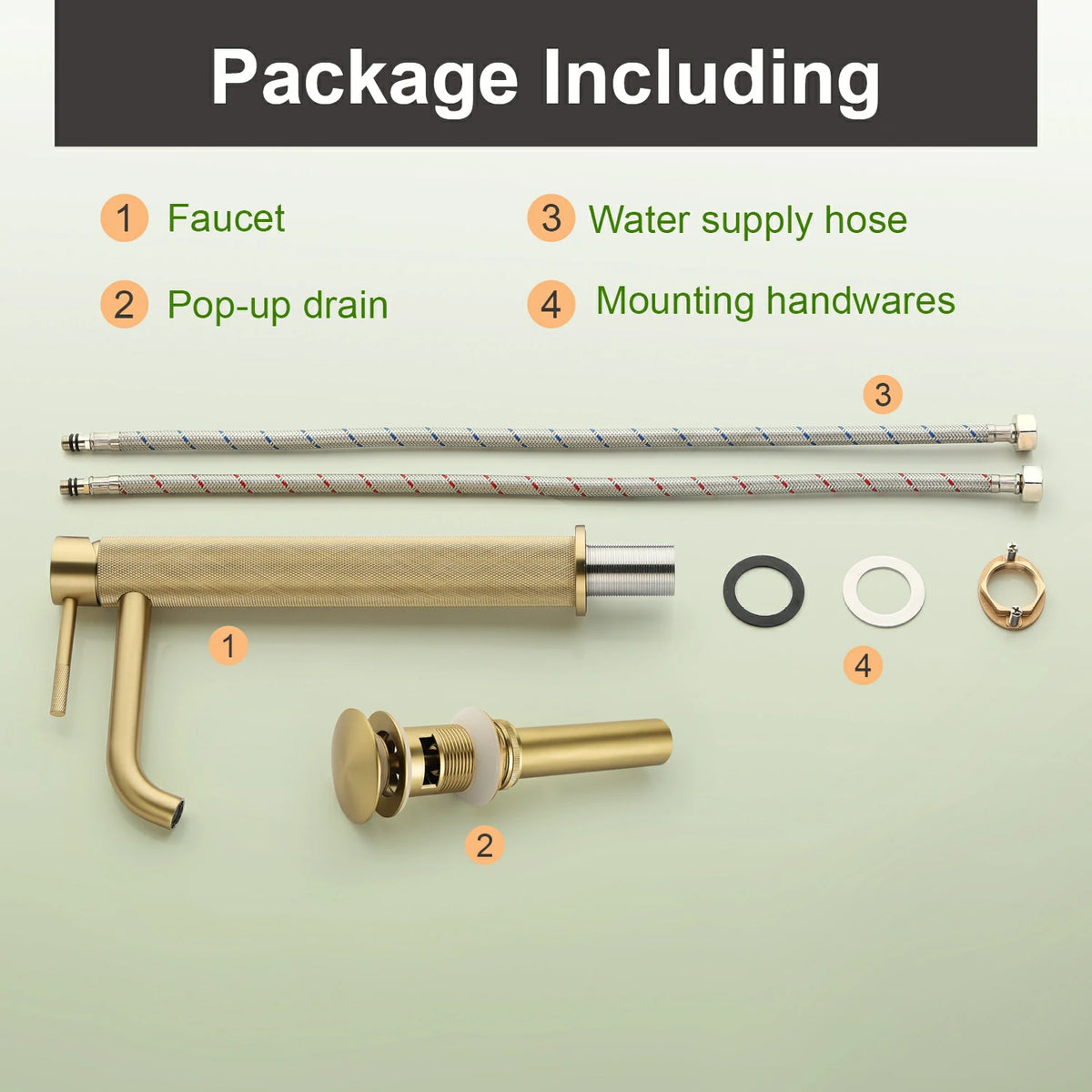 12.4 in. Tall Single-Handle Bathroom Faucet with Drain in Brushed Gold/Brushed Nickel/Matte Black