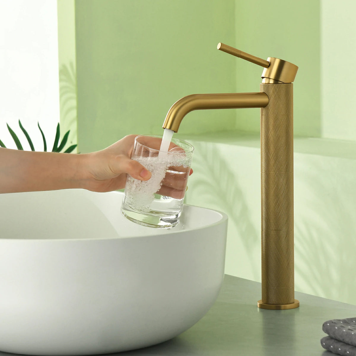 12.4 in. Tall Single-Handle Bathroom Faucet with Drain in Brushed Gold/Brushed Nickel/Matte Black