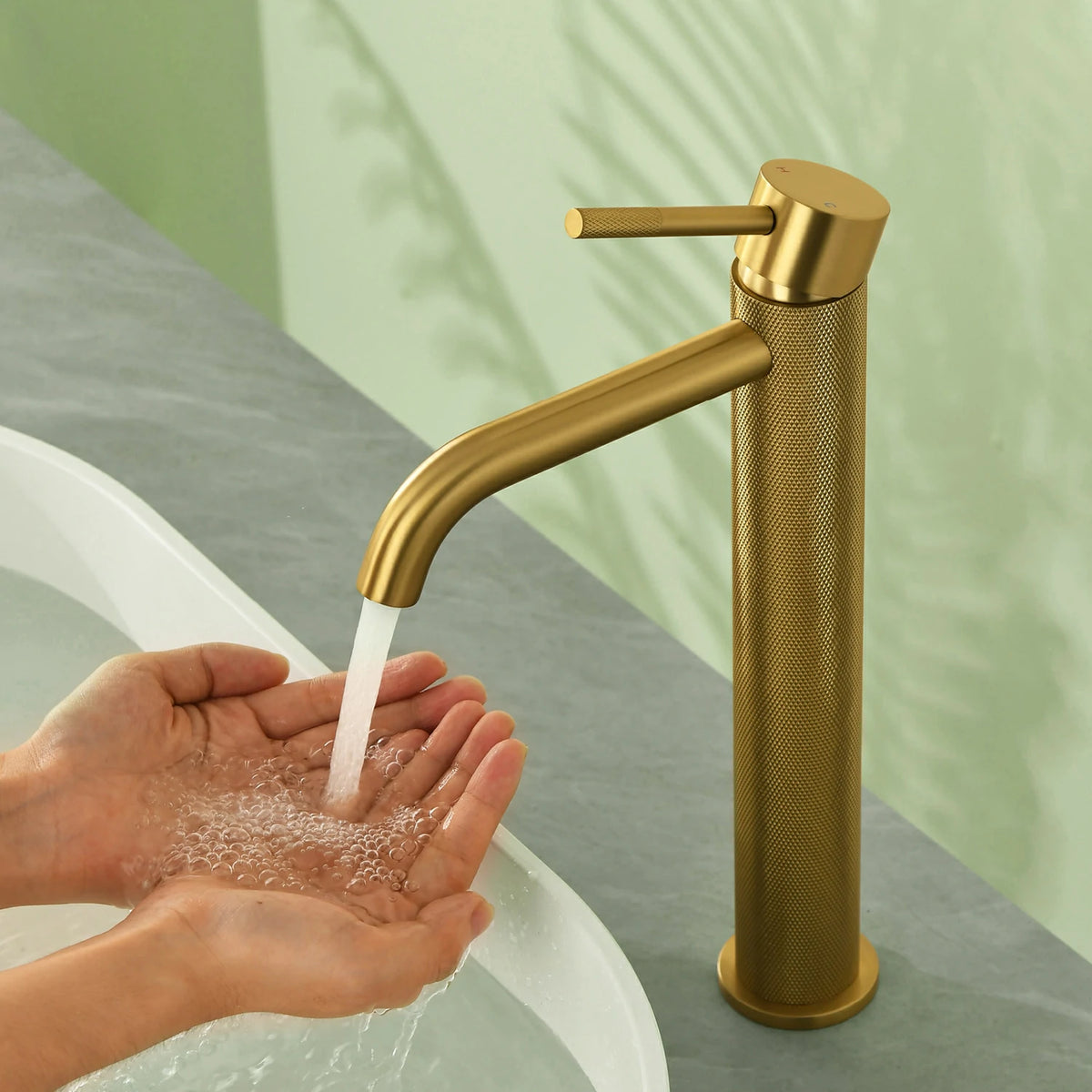 12.4 in. Tall Single-Handle Bathroom Faucet with Drain in Brushed Gold/Brushed Nickel/Matte Black