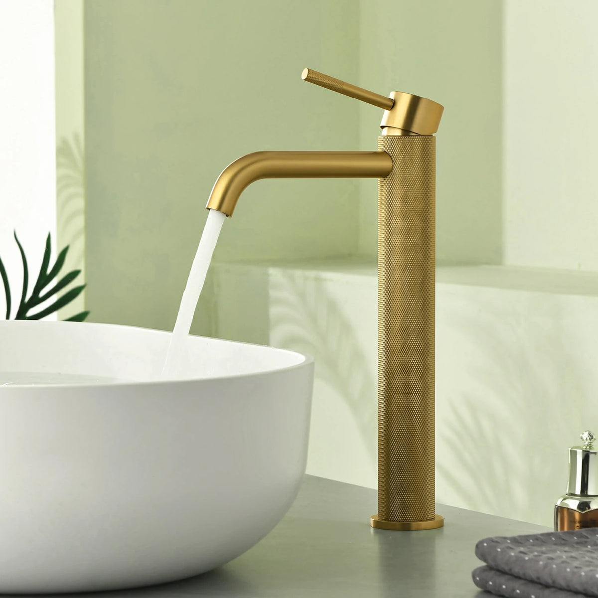 12.4 in. Tall Single-Handle Bathroom Faucet with Drain in Brushed Gold/Brushed Nickel/Matte Black