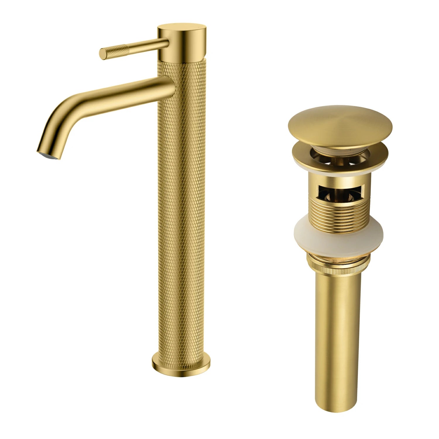 12.4 in. Tall Single-Handle Bathroom Faucet with Drain in Brushed Gold/Brushed Nickel/Matte Black