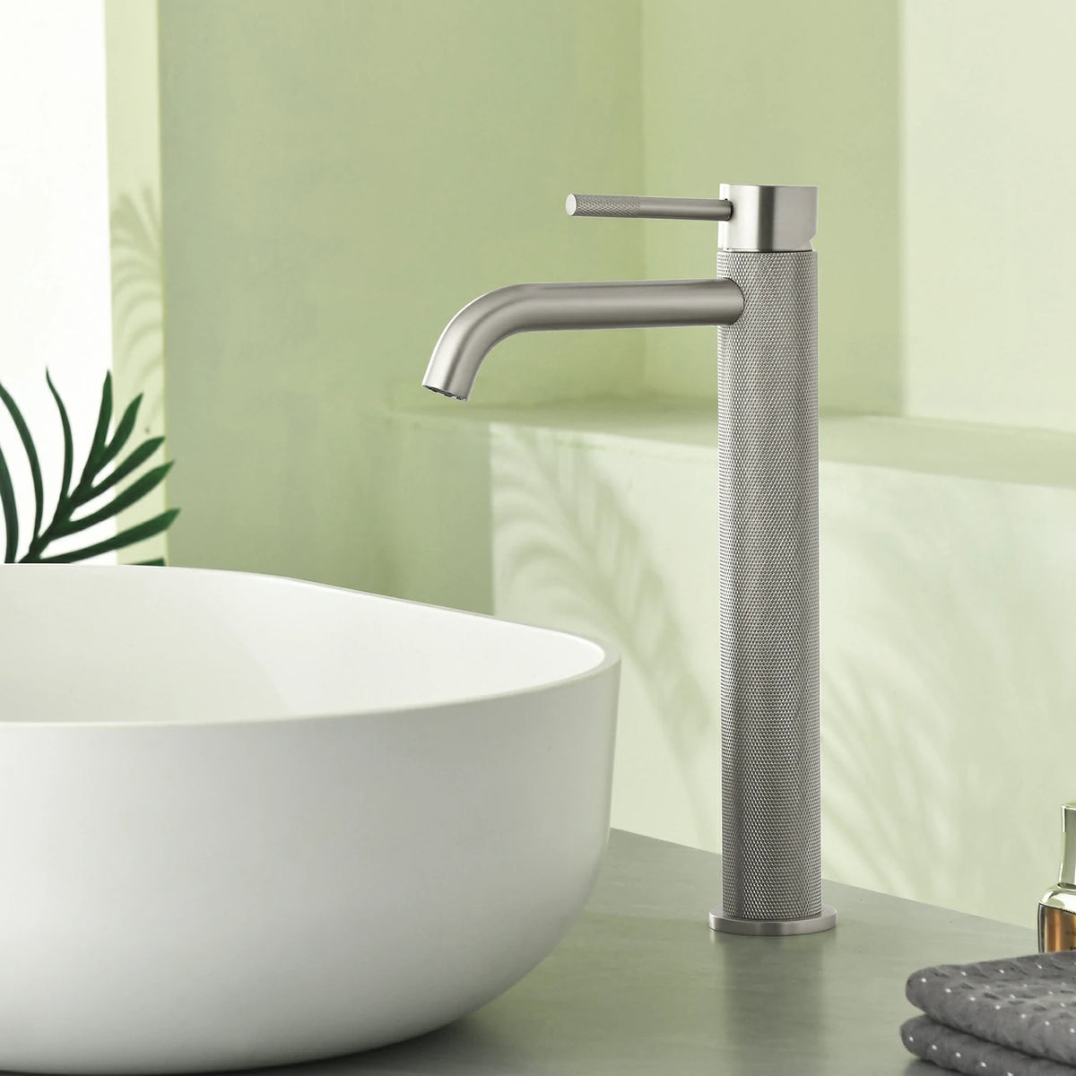 12.4 in. Tall Single-Handle Bathroom Faucet with Drain in Brushed Gold/Brushed Nickel/Matte Black