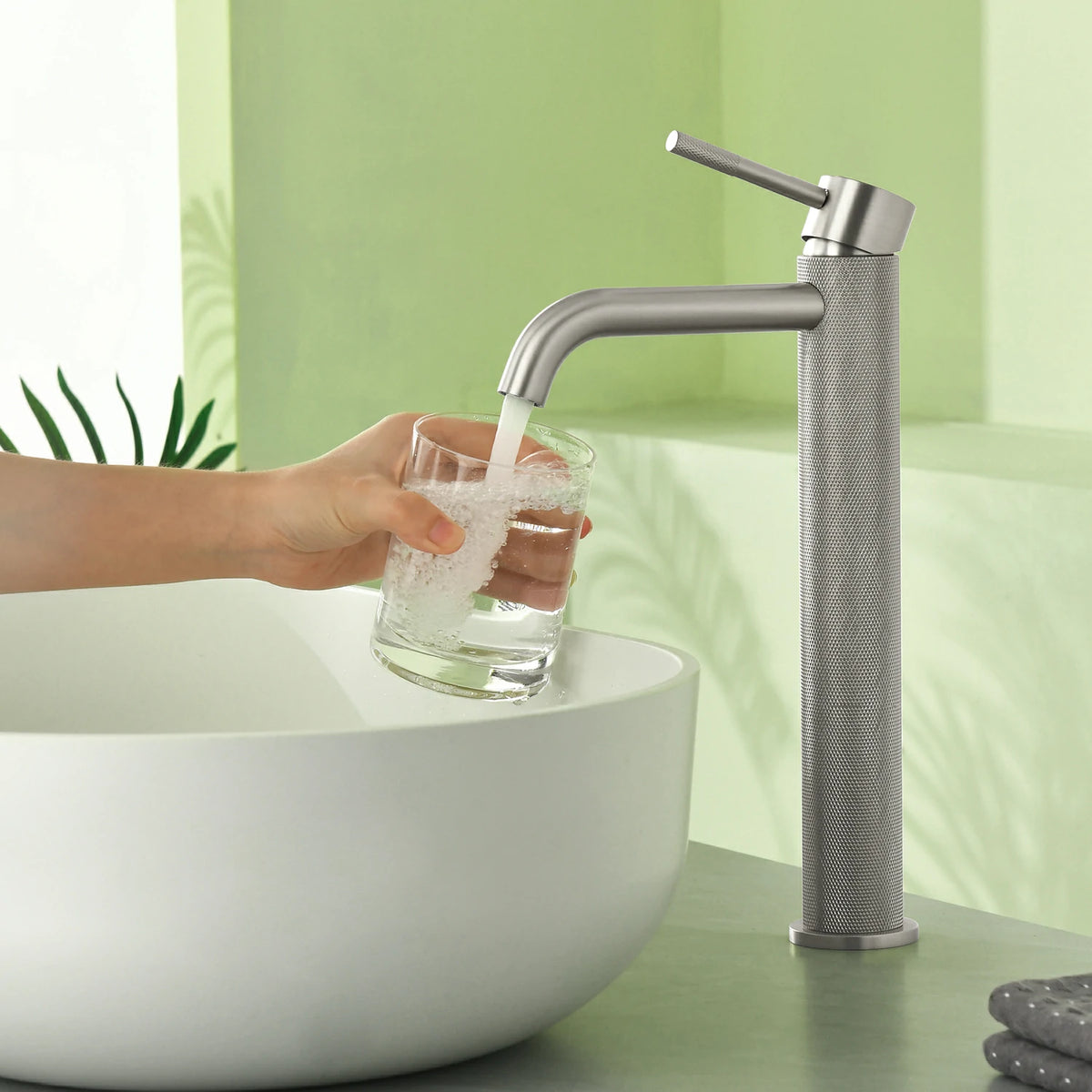 12.4 in. Tall Single-Handle Bathroom Faucet with Drain in Brushed Gold/Brushed Nickel/Matte Black