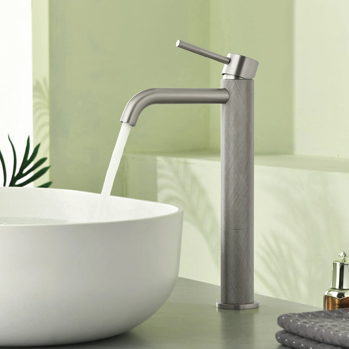 12.4 in. Tall Single-Handle Bathroom Faucet with Drain in Brushed Gold/Brushed Nickel/Matte Black