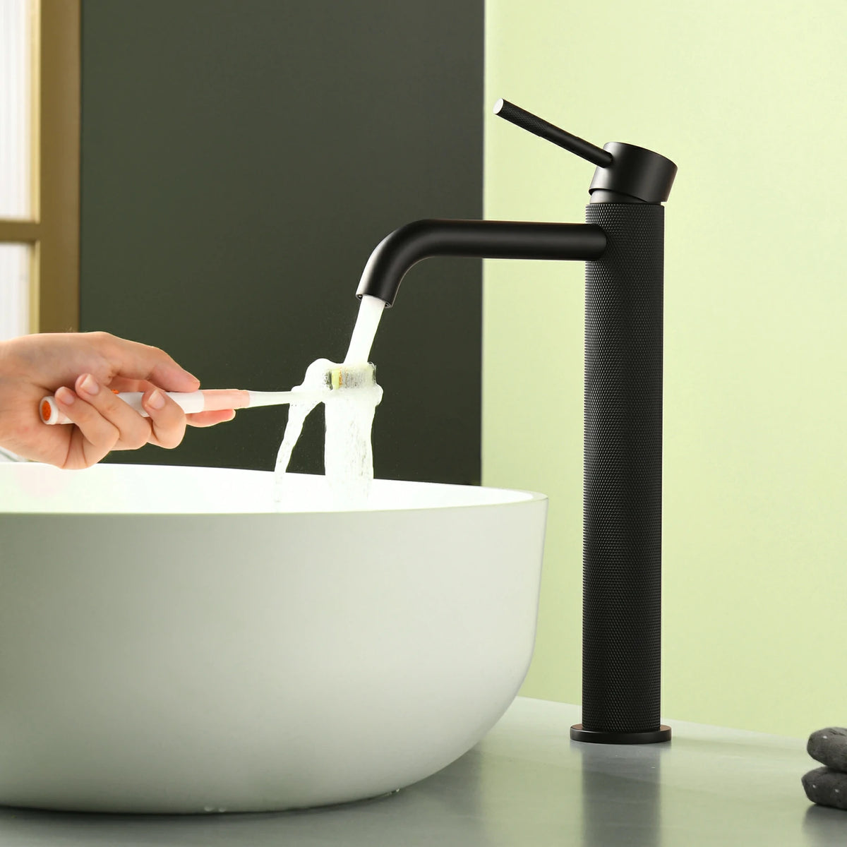 12.4 in. Tall Single-Handle Bathroom Faucet with Drain in Brushed Gold/Brushed Nickel/Matte Black