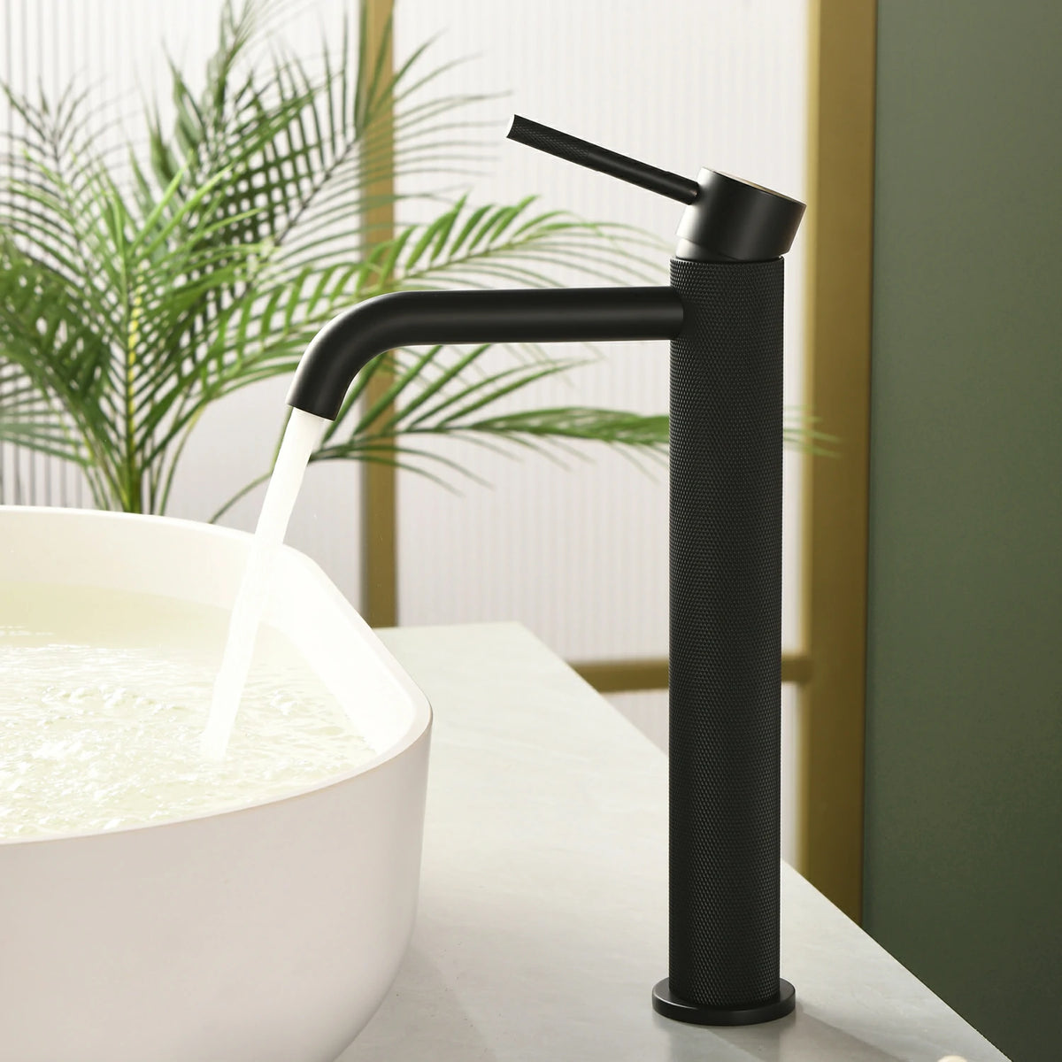 12.4 in. Tall Single-Handle Bathroom Faucet with Drain in Brushed Gold/Brushed Nickel/Matte Black