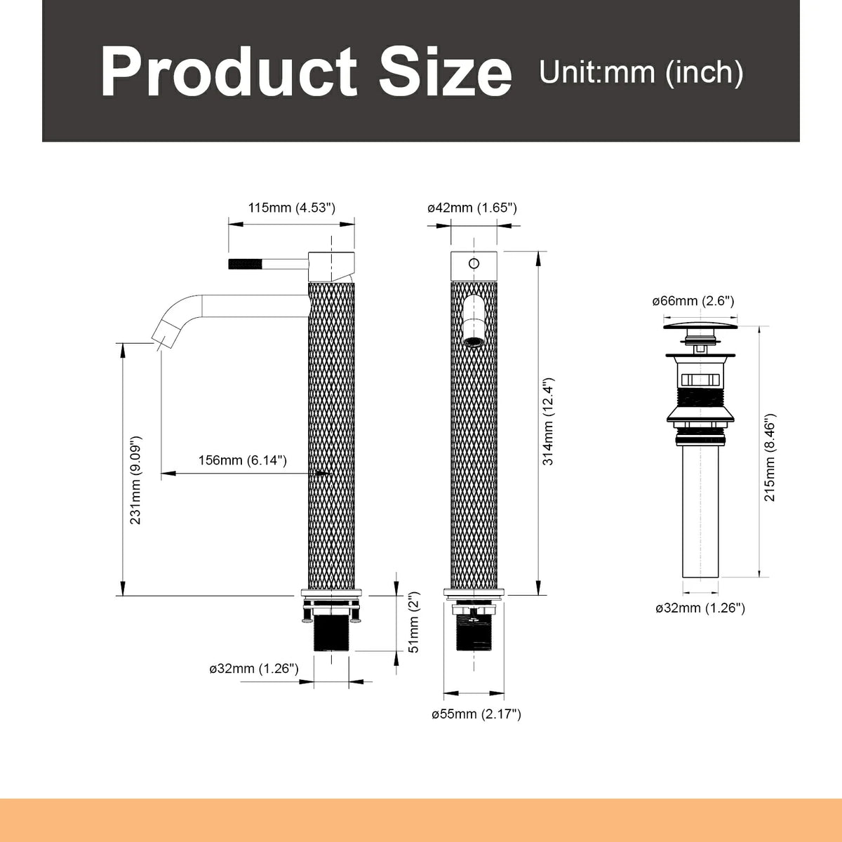 12.4 in. Tall Single-Handle Bathroom Faucet with Drain in Brushed Gold/Brushed Nickel/Matte Black