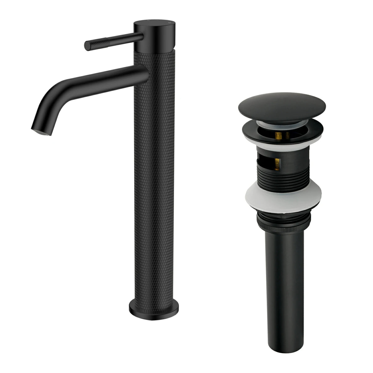 12.4 in. Tall Single-Handle Bathroom Faucet with Drain in Brushed Gold/Brushed Nickel/Matte Black