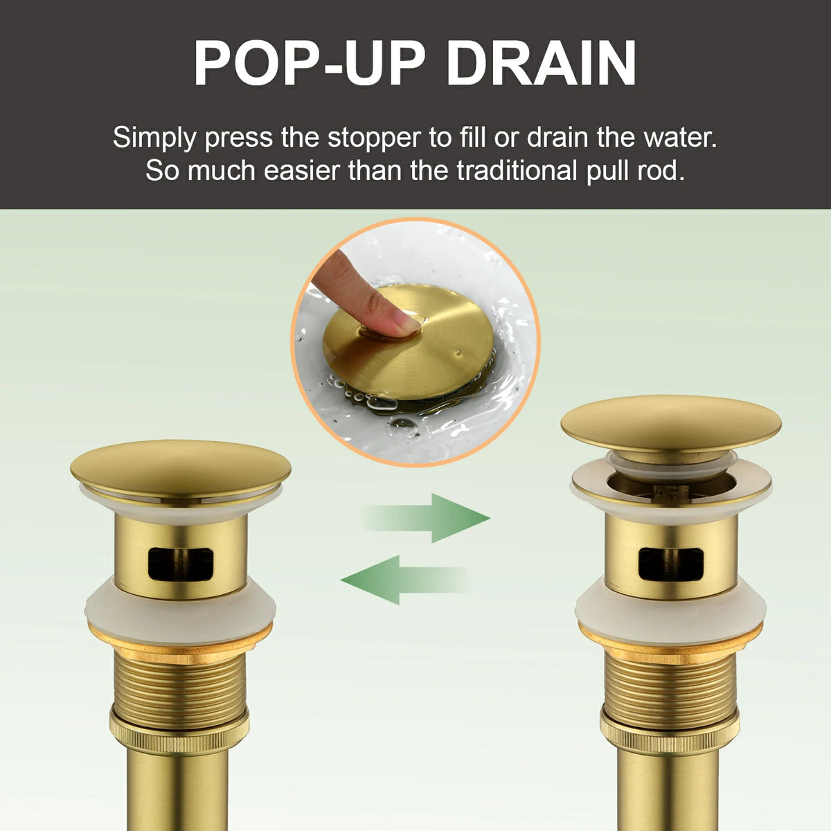 Textured Single-Handle Single-Hole Bathroom Faucet with Drain in Brushed Gold/Brushed Nickel/Matte Black