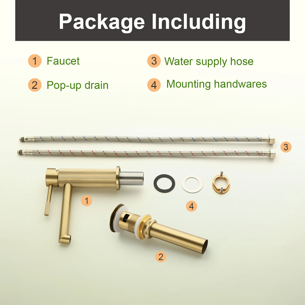 Textured Single-Handle Single-Hole Bathroom Faucet with Drain in Brushed Gold/Brushed Nickel/Matte Black
