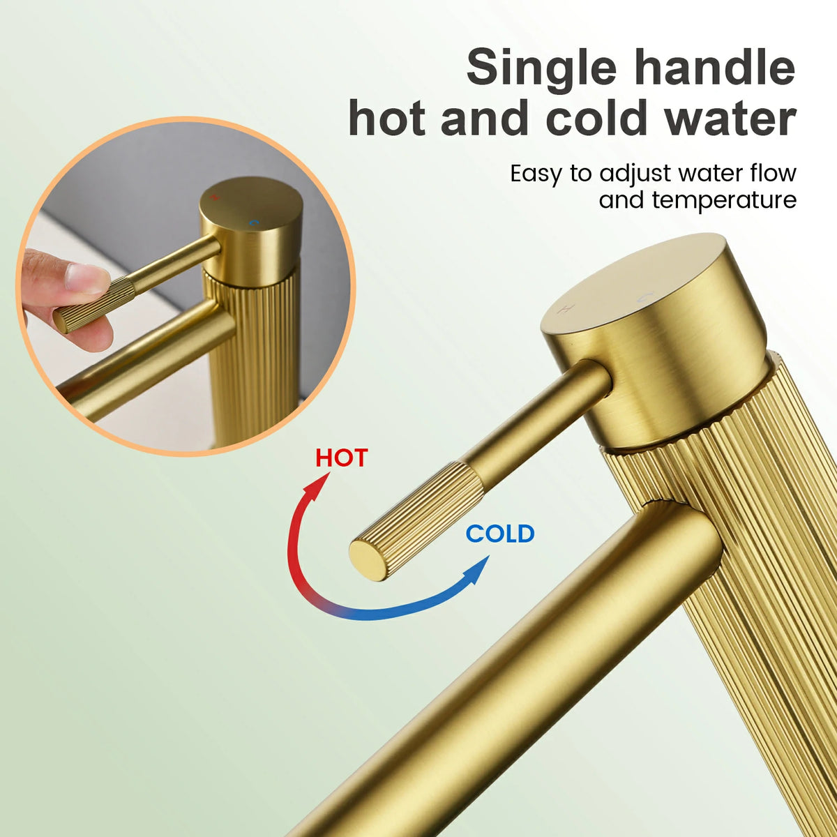 Textured Single-Handle Single-Hole Bathroom Faucet with Drain in Brushed Gold/Brushed Nickel/Matte Black