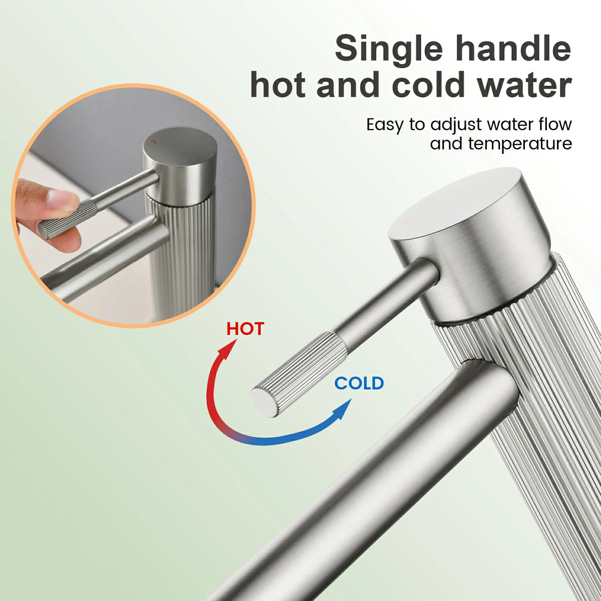 Textured Single-Handle Single-Hole Bathroom Faucet with Drain in Brushed Gold/Brushed Nickel/Matte Black