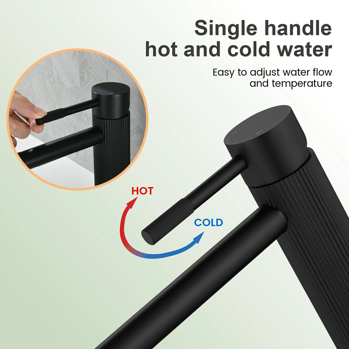 Textured Single-Handle Single-Hole Bathroom Faucet with Drain in Brushed Gold/Brushed Nickel/Matte Black